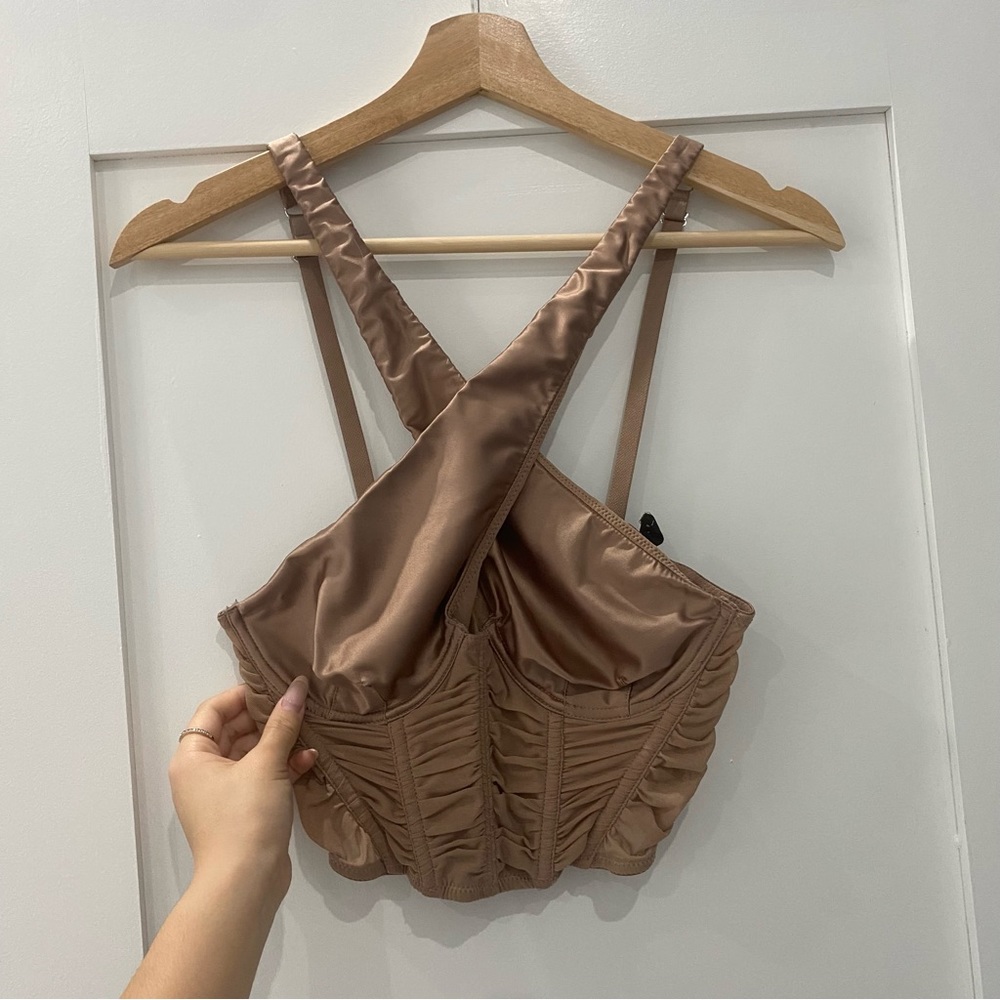 URBAN OUTFITTERS Beige Cross Bustier Tank